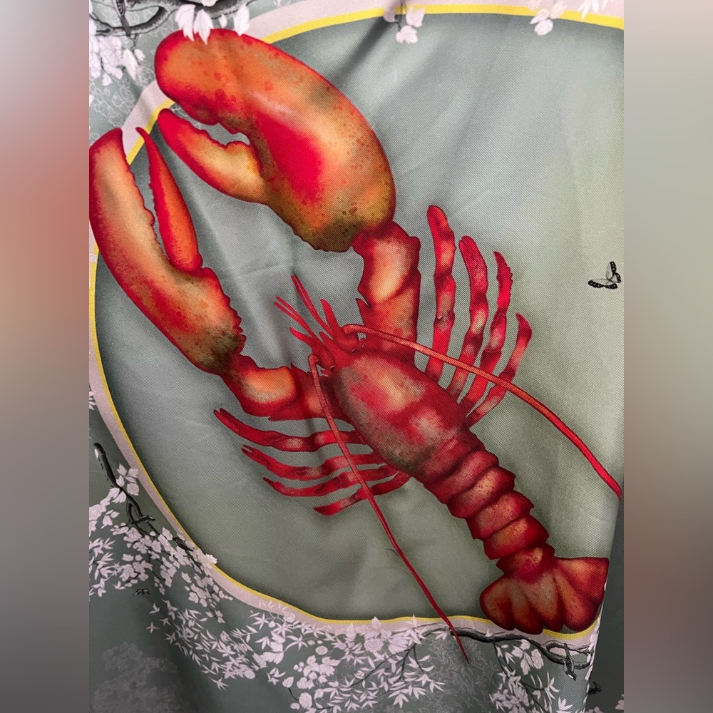 THOM BROWNE Lobster Icon Print Silk Scarf New - Picture 5 of 5